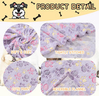 Rezutan Blanket for Large Dogs & Cats Soft Reversible Cute Paw 40"x31" – Essentials for Dogs - Tan/Purple/ Brown / Medium,30x20Inch - image 2