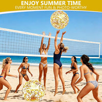TURNMEON 5 Pack Sequins Beach Balls 16 Inch 24 Inch Pool Party - Gold / 2 pcs 24inch+3 pcs 16inch - image 3