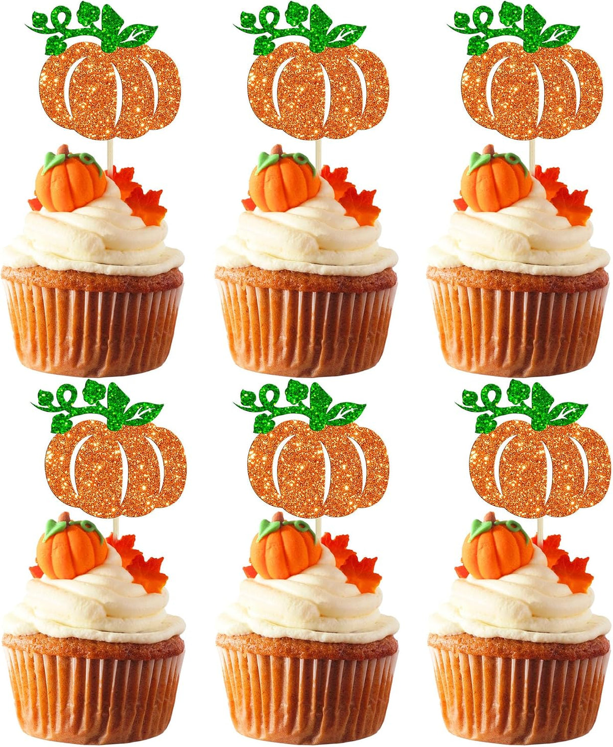 Gyufise 24Pcs Pumpkin Oh Baby Cupcake Toppers Pink Fall Pumpkin - Orange 6