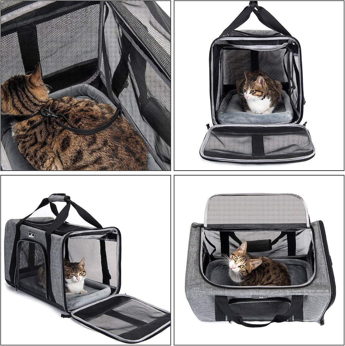 Wakytu TSA & Airline Approved Soft Pet Carrier for Cats/Dogs - 17.7"L x 11.0"W x 11.0"H / 1.0 Grey - image 4