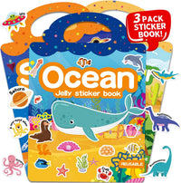6 Sets Reusable Sticker Book for Toddlers 3-6 - Ocean+Space+Dinosaur