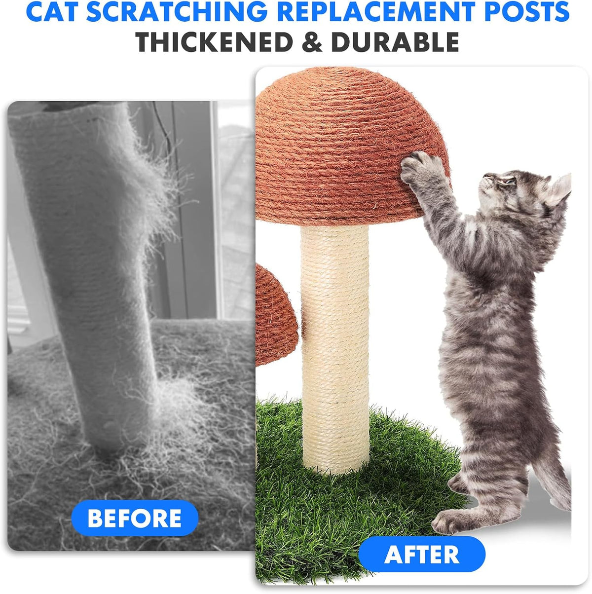 PowerKing Natural Sisal Replacement Scratching Post - 15.7''+15.7'' (4.5'' Thick) / White - image 3