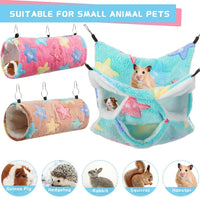 Abbylike 9 Pieces Rat Hammock 3 Tier Guinea Pig Ferret Hammocks Small - Green, Pink, Brown / Stars - image 3