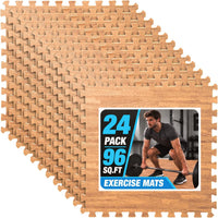 Art3d EVA Puzzle Exercise Mats, 24"x24", 1/2" Thick - Teak / 96 Sq.ft / 24
