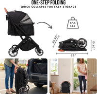 Bicystar Foldable Dog Stroller for Small Medium Dogs & Cats - Black - image 2