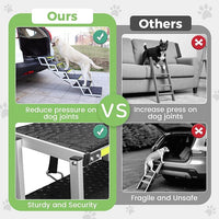 Sturdy 6-Step Aluminum Frame Dog Stair with 1680D PVC Fabric - Non-Slip, Lightweight & Portable - Ideal for Car, SUV, Truck Access - Black (106x80x43cm)