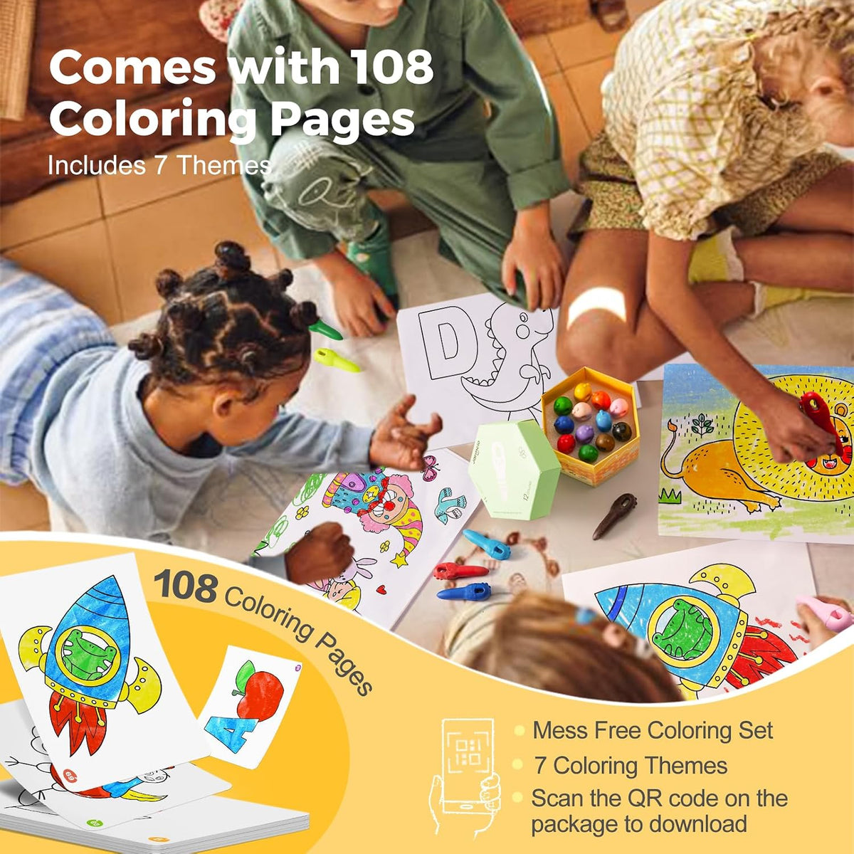 Mess Free Beeswax Crayons for Toddlers, Washable Jumbo Crayons - 12 Colors - image 4