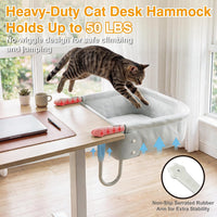 Extra-Sturdy Cat Desk Bed for Large Cats 50lbs Desk Cat Bed Attachment – Essentials for Cats - White - image 2