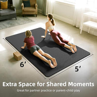 Extra Large Yoga Mat - 72"x35", 72"x48", 78"x57" - Wide TPE Exercise Mat for Home, Stretching, Couples & Family Workouts - 6-12mm Thick, Non-Slip & Waterproof - with Carry Bag and Straps