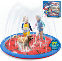 Non Slip Splash Pad for Kids and Dogs 67'' Extra Large Splash Pad – Fun for Kids & Family - Red / 67''