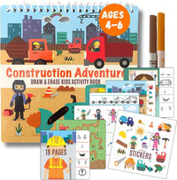 Totebook kids travel activity kit with tethered dry erase markers and ocean theme activity book