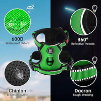 NESTROAD No Pull Dog Harness,Adjustable Oxford Dog Vest Harness with Leash,Reflective No-Choke Pet Harness with Easy Control Soft Handle for Large Dogs(X-Large,FluorescentGreen)