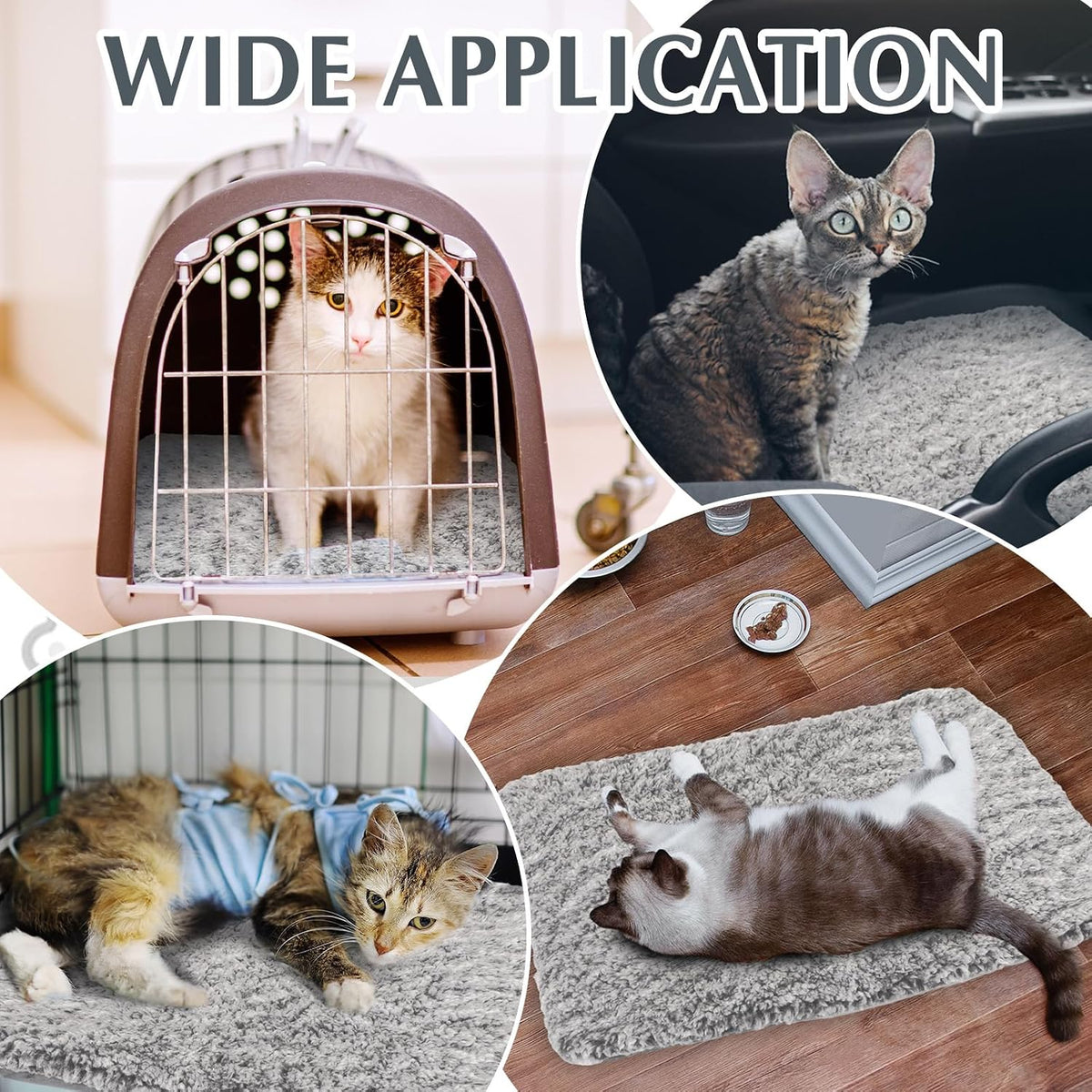 Drydiet 4 Pack Self Warming Cat Mat for Pets - 22 x 35 Inch / Gray / Solid - image 4