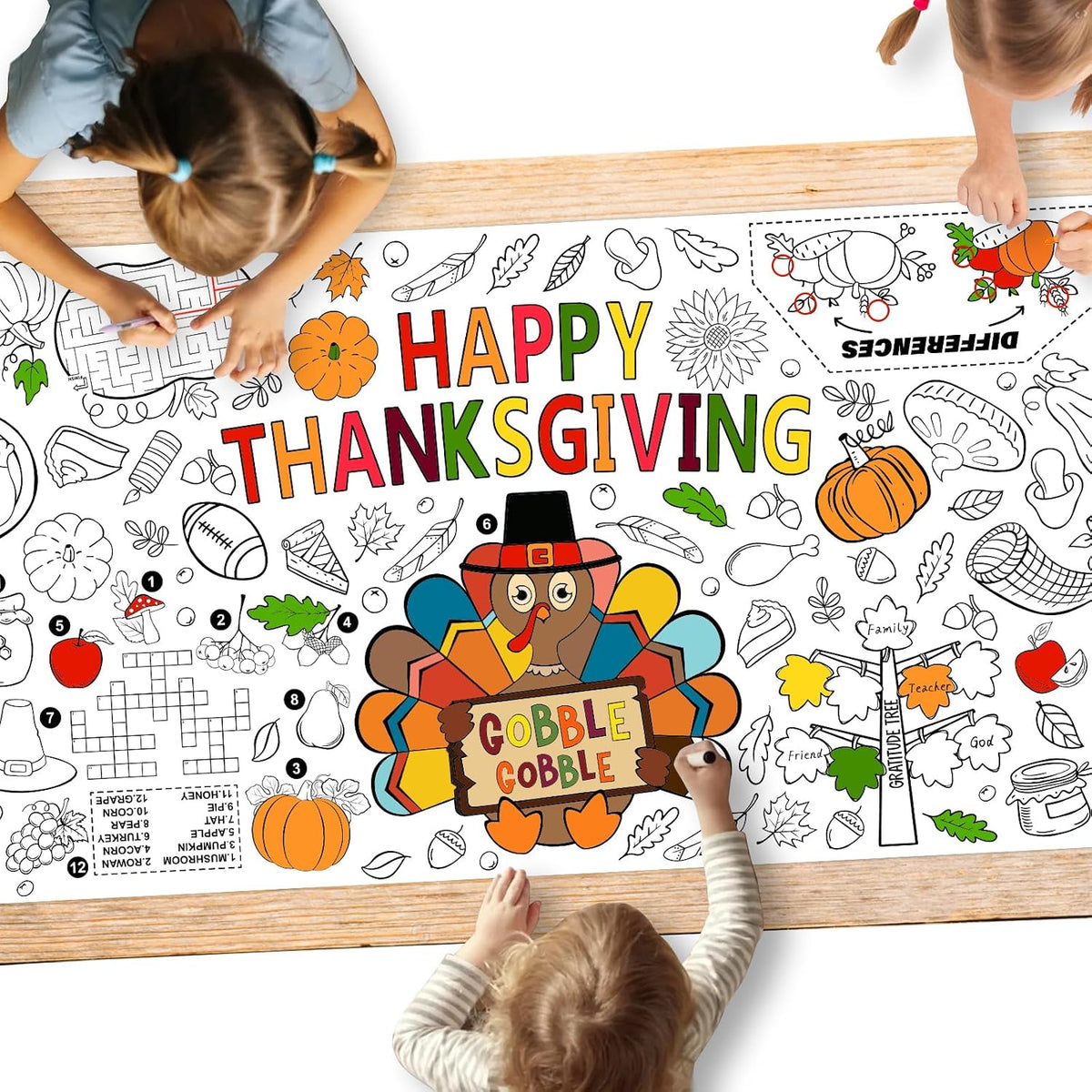 Halloween Activity Poster, Halloween Tablecloth for Kids - Thanksgiving
