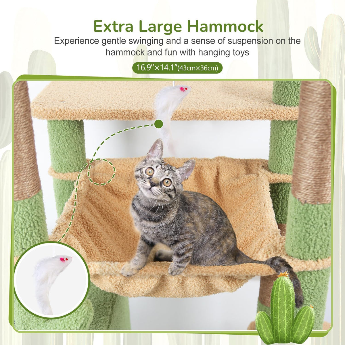Globlazer F70 Pro Heavy Duty Cat Tree Tower for Indoor Cats Large - Cactus Green / XL - image 4
