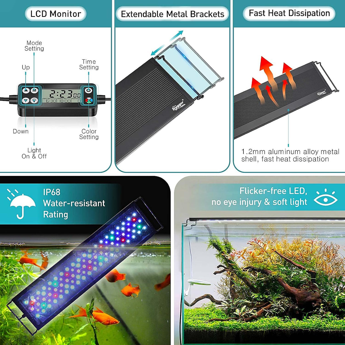 hygger Auto On Off LED Aquarium Light - 18W (for 18-24 inch tank) - image 4