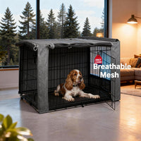 42-Inch Dog Crate Cover with Mesh, Waterproof Kennel Cover - 30.0"L x 19.0"W x 21.0"H / Grey - image 2