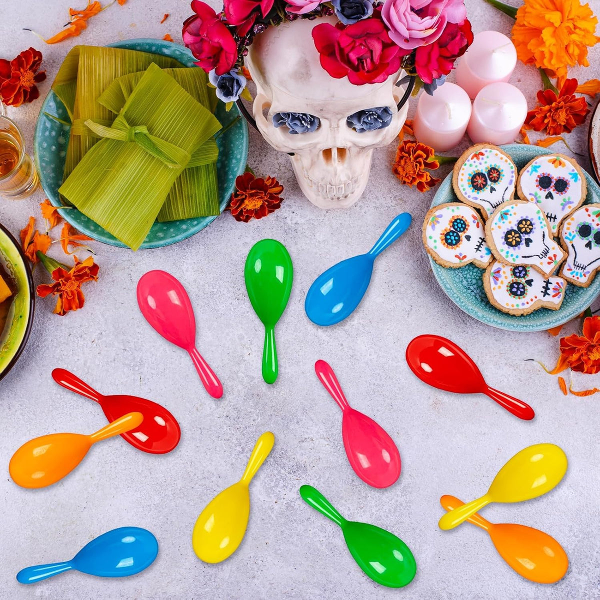 Mini Maracas for Kids Mexican Fiesta Party Favors Plastic Shakers – Fun for Kids & Family - 12 Plastic Maracas - image 2