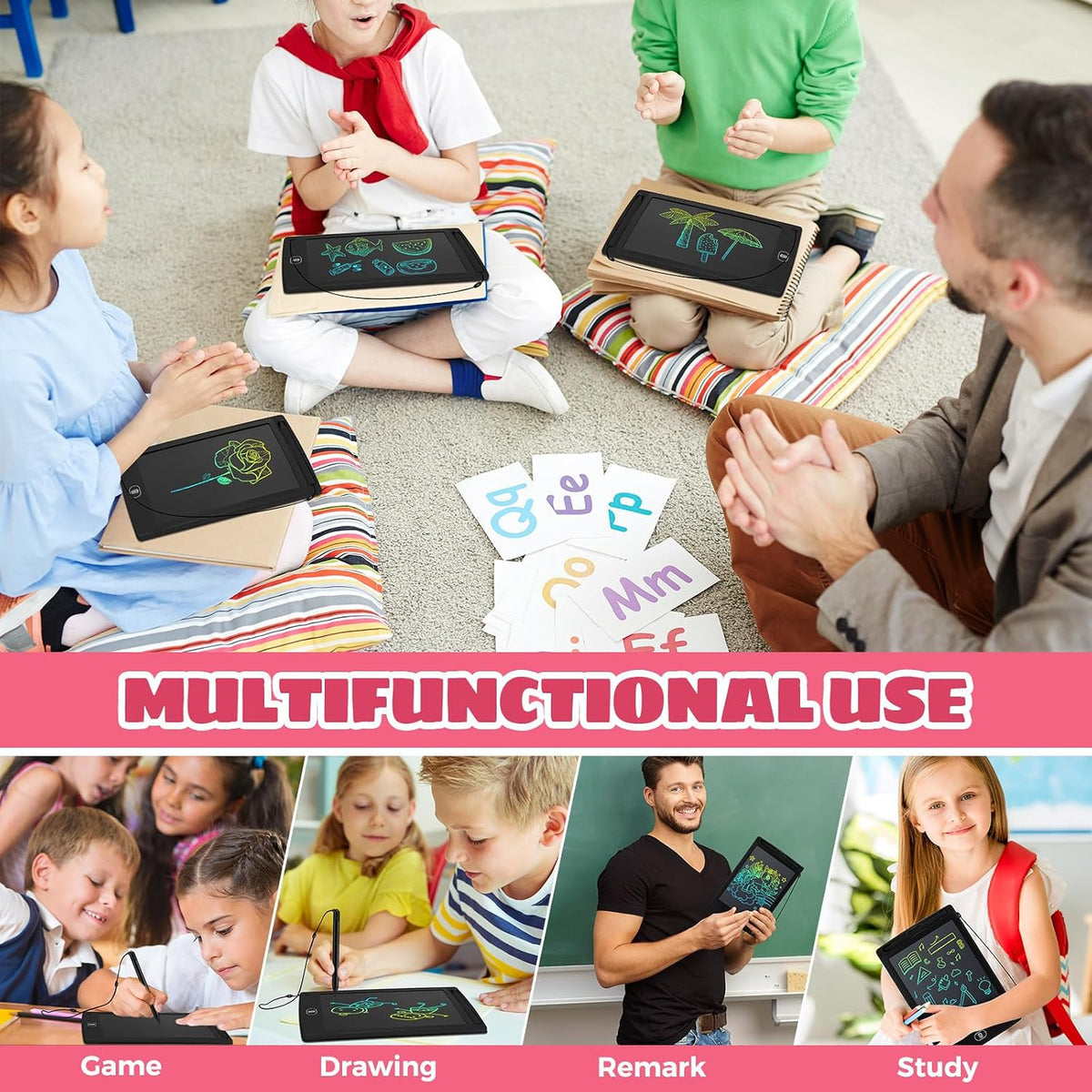 Zhehao LCD writing tablets for kids, 32 colorful 8.5 inch erasable doodle boards - view 25