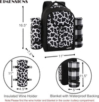 apollo walker Picnic Backpack Bag for 2 Person with Cooler Compartment, Detachable Bottle/Wine Holder, Fleece Blanket, Plates and Cutlery Set (2 Person, Black)