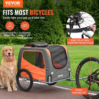 VEVOR Dog Bike Trailer, Supports up to 66 lbs - Orange/Gray - image 2