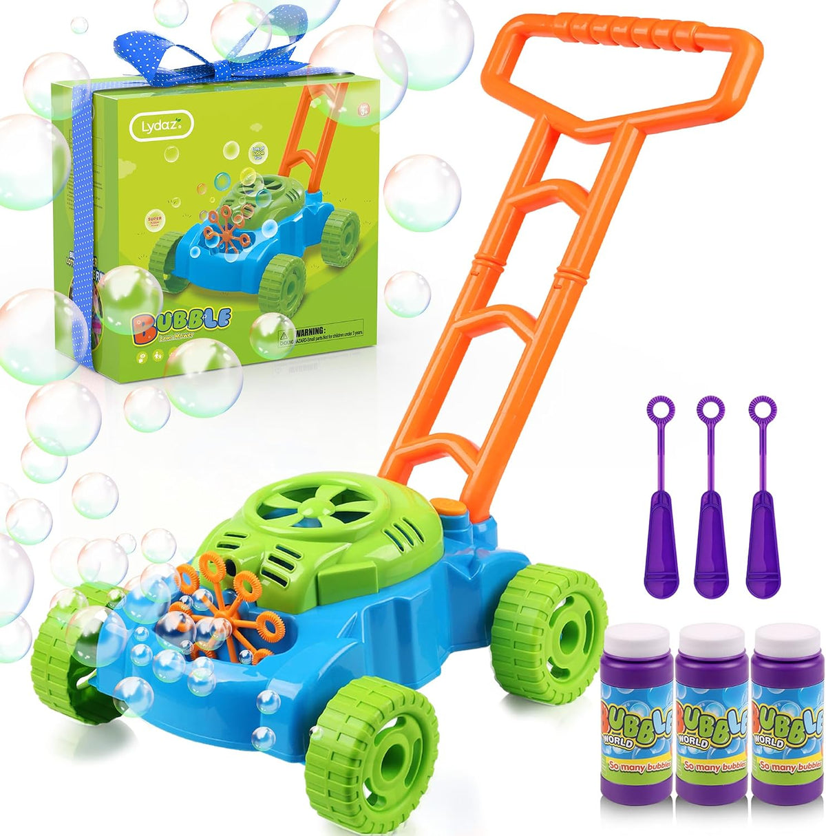 Lydaz Bubble Lawn Mower for Toddlers 1-3 - Green、orange