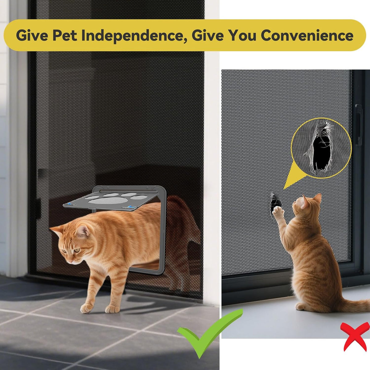 Dog Door for Screen Door, Cat Door Screen Small Dog Door Insert for Sliding Door Easy Install - 8" x 10" Small - image 3