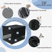 Explore Land Breathable Dog Crate Cover - 42"L x 28"W x 31"H / Black - image 4