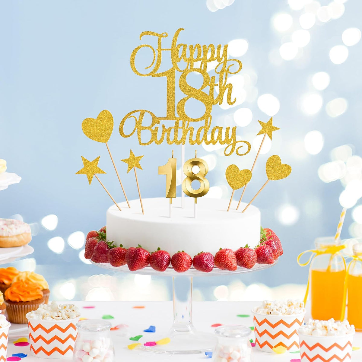 18th Birthday Cake Decorations - Gold - image 3