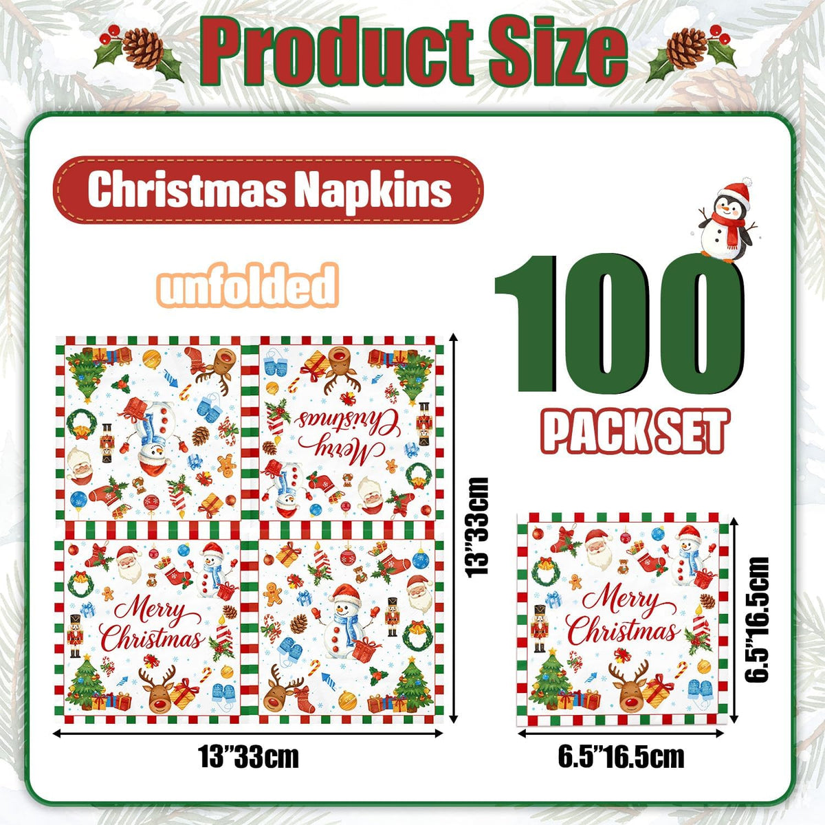100Pcs Butterfly Napkins, Fairy Napkin - White Christmas - image 2