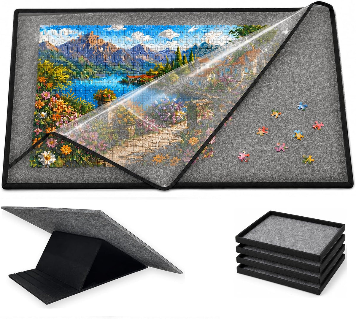 Yunihome puzzle board for 1000 pieces with 4 sorting trays and protective cover - view 8