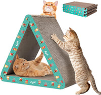 Cat Scratcher Cat Scratching Board, Foldable, Triangle - Green