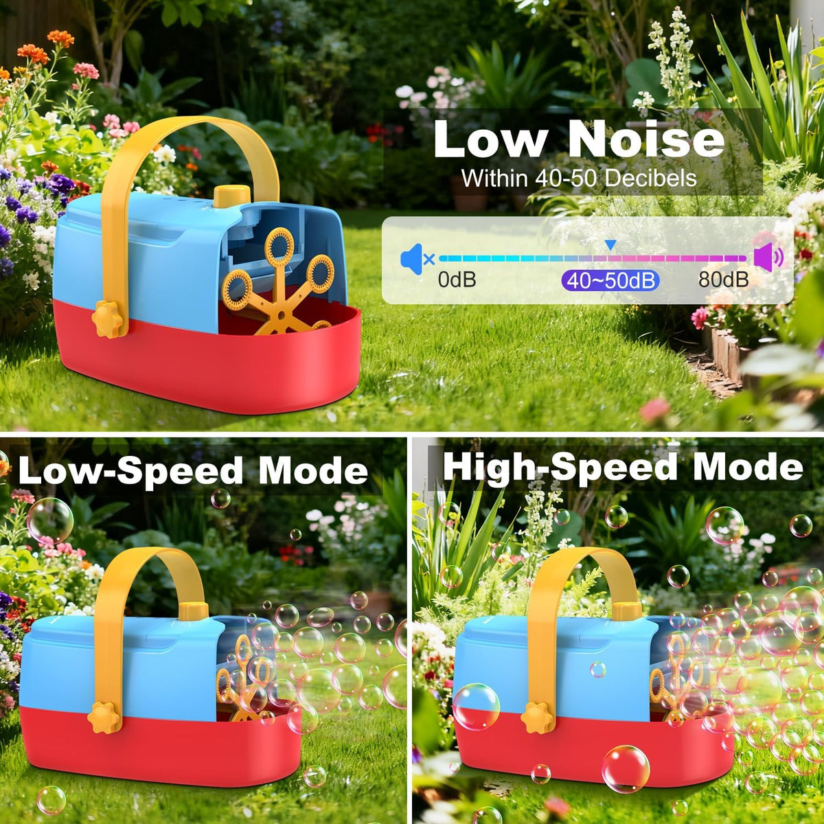 Zerhunt Durable Bubble Machine for Party: 3 Power Modes for Non-Stop - Green Blue - image 4