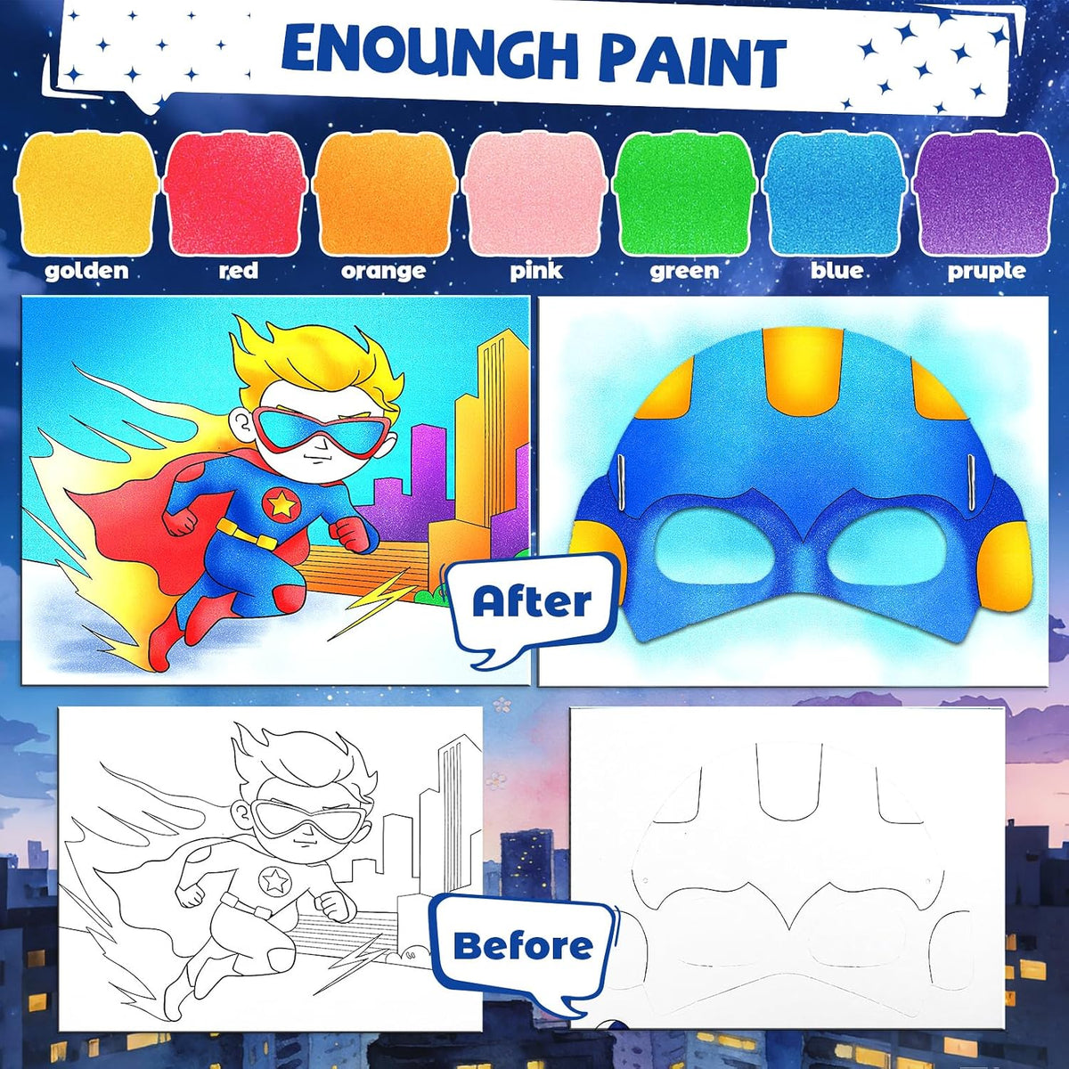 CHICAUP Paint with Water Coloring Books for Kids - Hero Blue - image 2