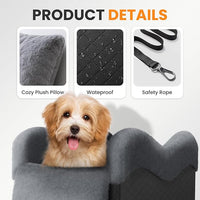 Portable Small Dog Seat for Car(Up to 11LB),Luxury Center Console Dog Car Seat Booster with Safety Tethers,Auti-Collapse Pet Travel Carrier for SUV,Truck.(Black/Grey)