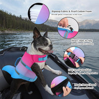 Dogcheer Dog Life Jacket, Cute Shark Dog Life Vest for Swimming Boating with Superior Buoyancy - Gradient Red-Blue / X-large - image 4