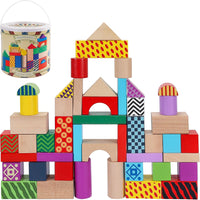 Offelec 1 inch wooden blocks, 108 cubes in 6 colors for stacking and sorting