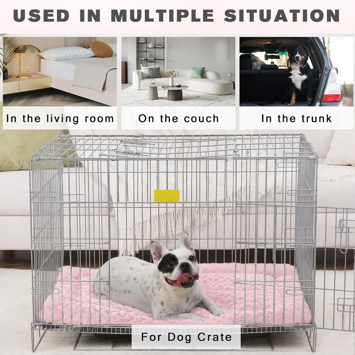 Exsnugy Washable Dog Bed Mat Medium Size Fluffy Pet Crate Pad 36x23 – Essentials for Dogs - Pink / 36.00" x 23.00" x 1.50" - image 4