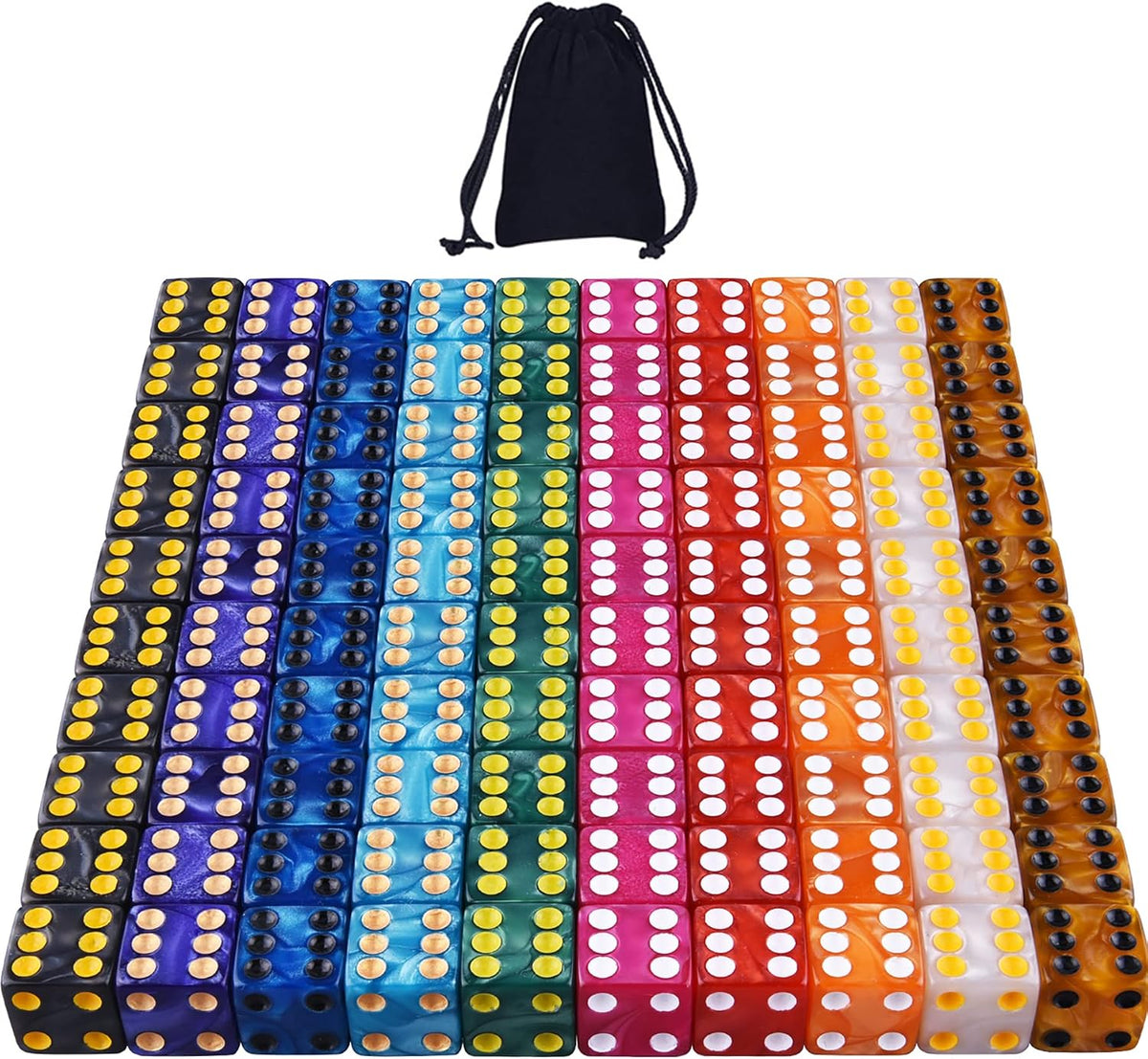 AUSTOR 100 Pcs 6 Sided Game Dice Set - 100 Pieces Square C