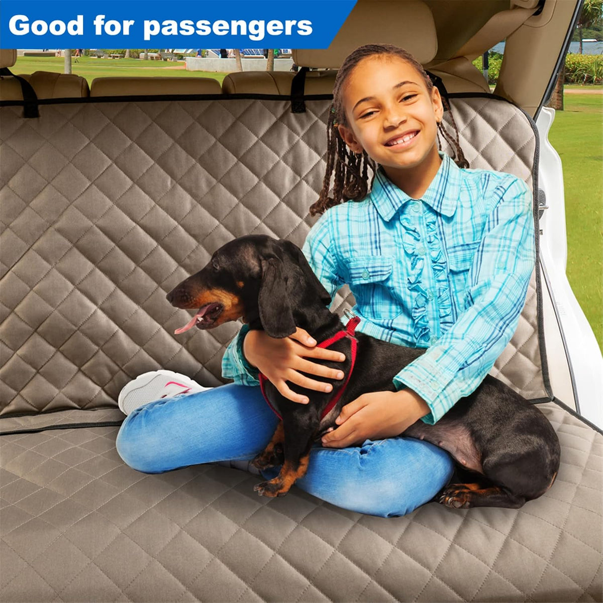 VIEWPETS Bench Car Seat Cover Protector, Waterproof Heavy-Duty - 49" L × 56" W / KHAKI - image 4