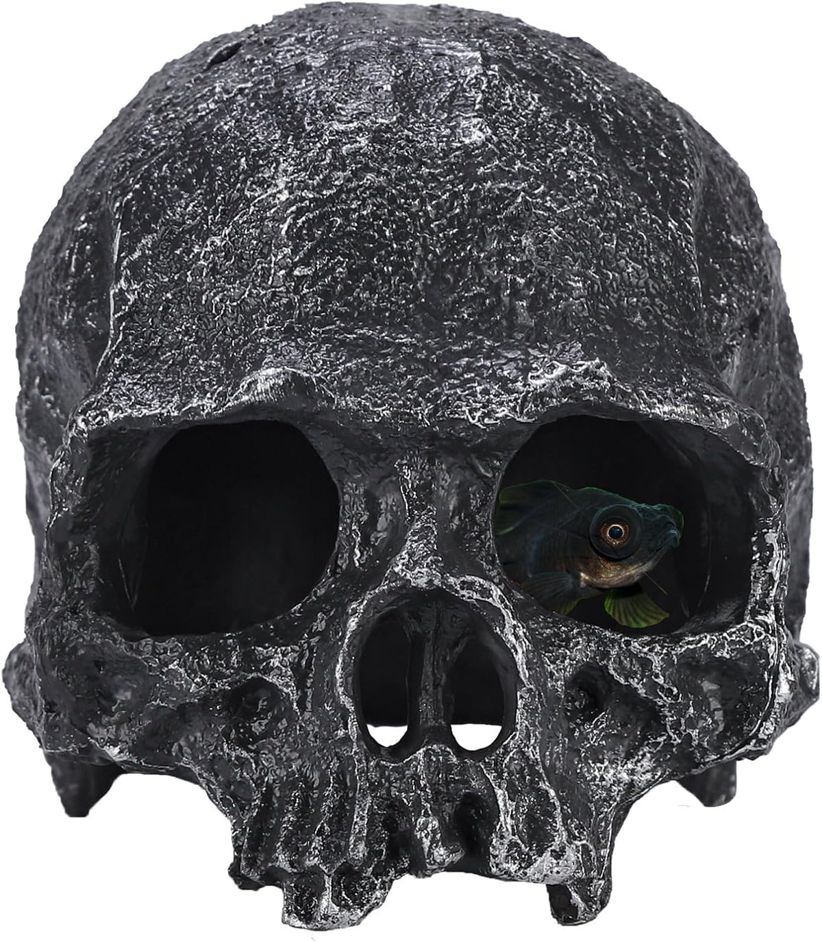 Resin Reptile Hideout for Tank Realistic Skull Decor for Terrarium - Black