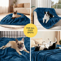 Waterproof Pet Blanket, Liquid Pee Proof Dog Blanket for Sofa Bed Couch, Reversible Sherpa Fleece - XL (85" x57") / Dark Blue-thicken - image 3