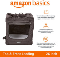Amazon Basics Portable Folding Soft Pet Dog Crate Carrier Kennel - BLACK / 26.2"L x 17.8"W x 18.1"H - image 2