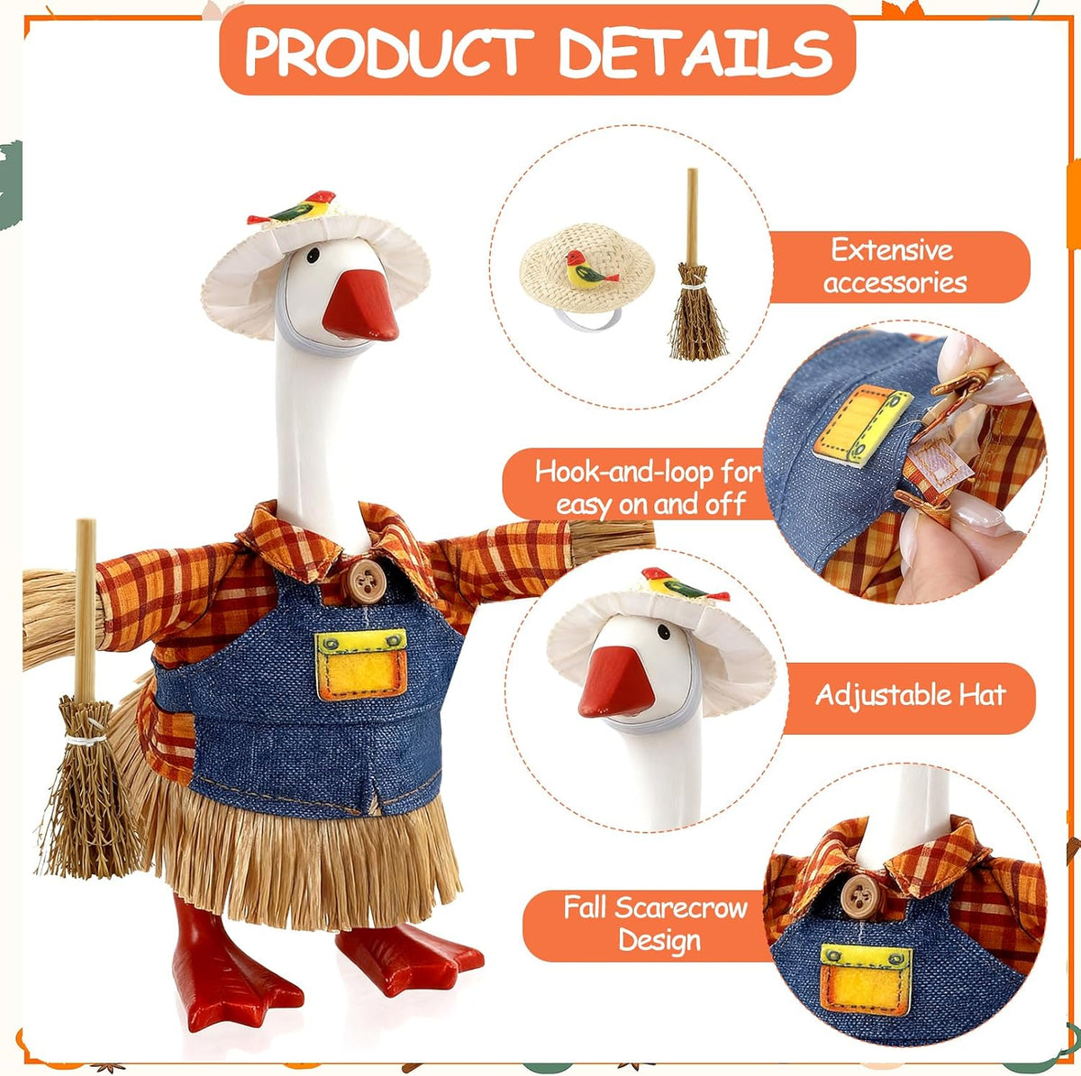 7 Inch Mini Desk Goose Outfits - Fall Color（scarecrow） - image 4