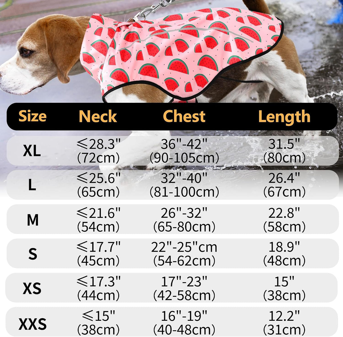 Mile High Life Dog Raincoat - S Chest 22"-25" / Pink Watermelon - image 2