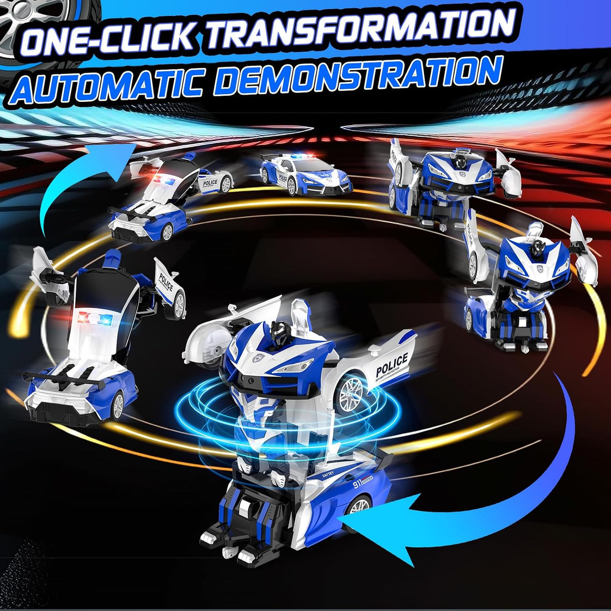 Spider Remote Control Car with Police Light - Blue - image 3