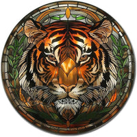 Lygond Metal Tin Sign - Circular Stained Glass Toilet Decor - Pub 12x12 Inches