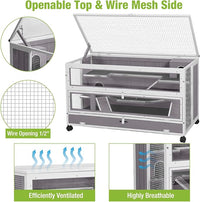 GUTINNEEN Guinea Pig Cages - Metal Iron Frame, Hamster Cage with Chew-Proof Aluminum Edges, Movable Small Animal Hideout with Leak-Proof Tray, White