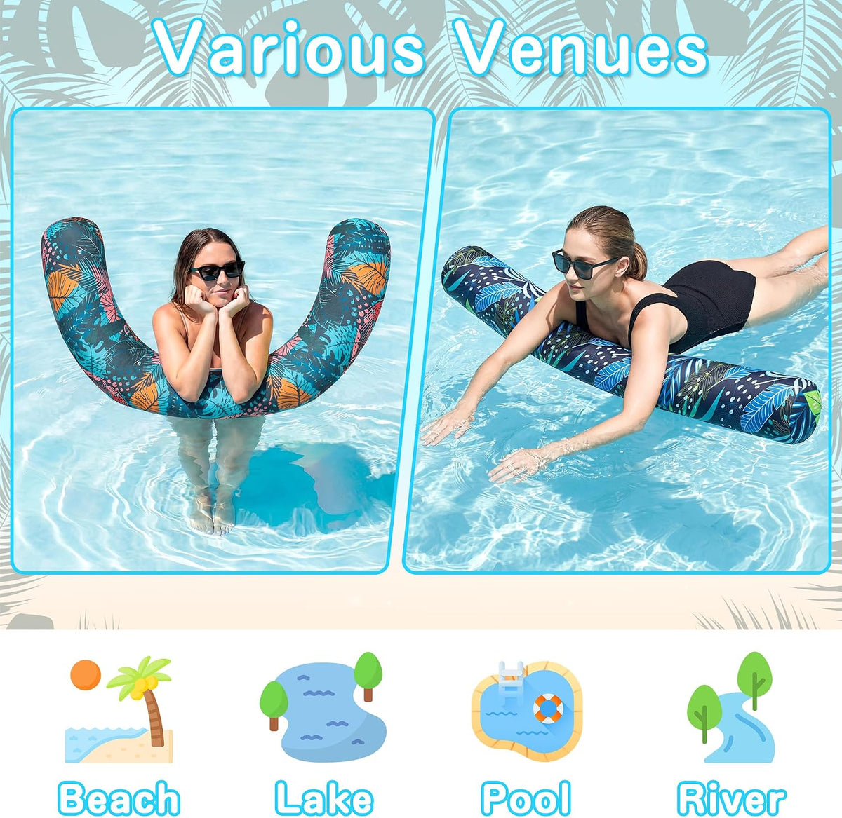 PARENTSWELL inflatable pool noodles 2-pack with flamingo and leaf covers - view 15