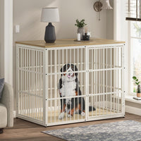 Lyromix 48'' XXL Dog Crate Furniture with 3 Doors for Large Dogs – Essentials for Dogs - Natural Beech / 47.2"L x 29.1"W x 37.6"H